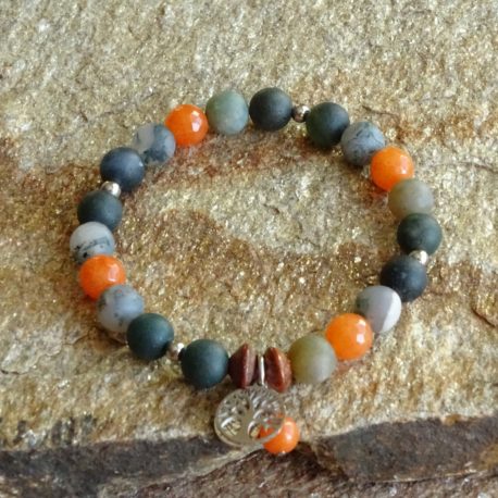 Bracelet agate et jade papaye