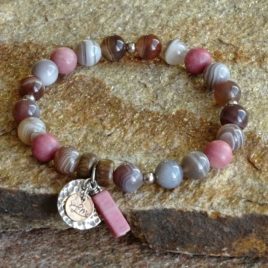 Bracelet agate rhodonite et calcite rose