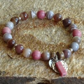 Bracelet agate grise et rhodonite