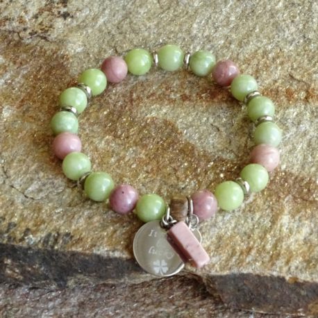 Bracelet jade et rhodonite