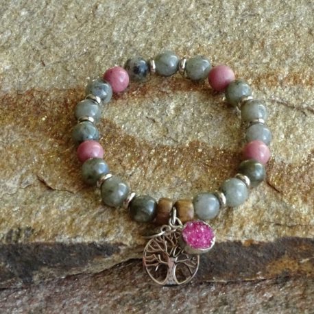 Bracelet labradorite et calcite rose (2)