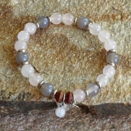 Bracelet quartz rose et agate grise