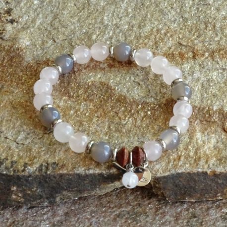 Bracelet quartz rose et agate grise (3)