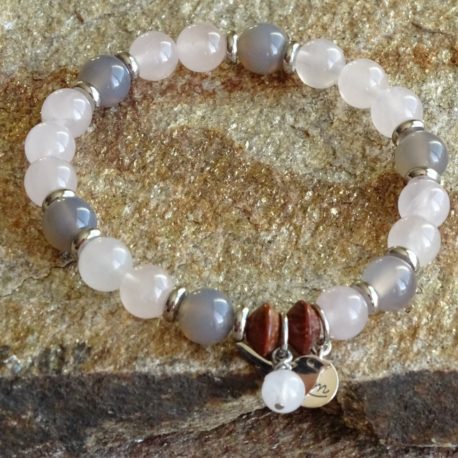 Bracelet quartz rose et agate grise (4)