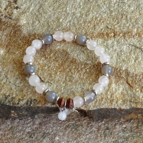 Bracelet quartz rose et agate grise